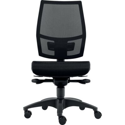 Bürodrehstuhl Ergo Mesh, Nutzergewicht bis 100 kg, ohne Armlehnen, DIN-Komfort-Sitz, Teppichbodenrollen, schwarz