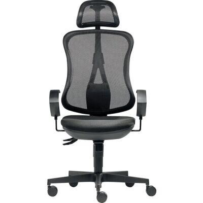 Bürodrehstuhl Flash Net, Nutzergewicht bis 110 kg, mit Armlehnen, Hartbodenrollen, schwarz