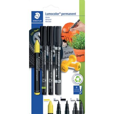 Permanentmarker Lumocolor, Variante Garage, schwarz/gelb, 4er Etui