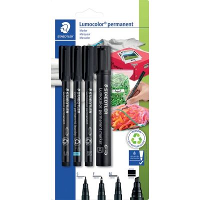 Permanentmarker Lumocolor, Strichstärke S/F/M/B, schwarz, 4er Etui
