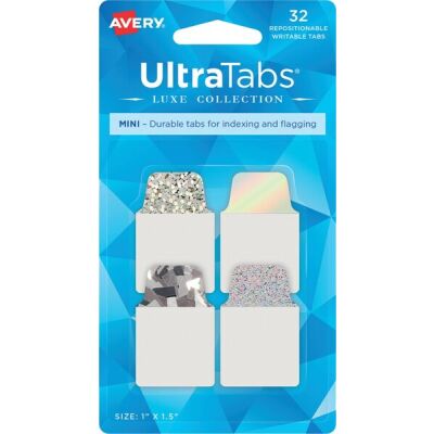 Haftstreifen UltraTabs Holografisches Design, 25,4 x 38,1 mm, Polyester mit beschreibbare Taben, silber,32 Haftstreifen