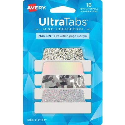 Haftstreifen UltraTabs Holografisches Design, 63,5 x 25 mm, Polyester mit beschreibbaren Taben, silber, 16 Haftstreifen