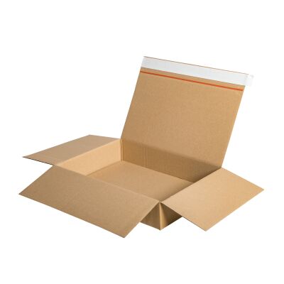Faltkarton 343 x 243 x 63 mm mit Selbstklebestreifen und Automatikboden - DHL Kleinpaket