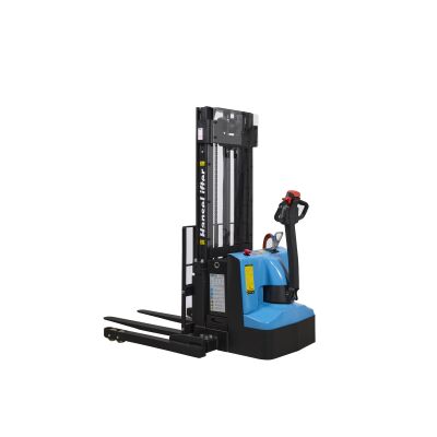 Smart-DH1225-BS-06, E-Deichselhochhubwagen, Hublast 1200kg, Hubhöhe 2500mm, mit Breitspur Fahrwerk zur Aufnahme verschiedener Palettengrößen