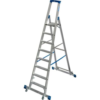 STABILO STUFEN-STEHLEITER, FAHRBAR MIT TRAVERSE 8 STUFEN
