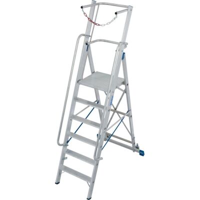 STABILO STUFEN-STEHLEITER MIT GROSSER PLATTFORM U. SICHERHEITSBÜGEL 6 STUFEN