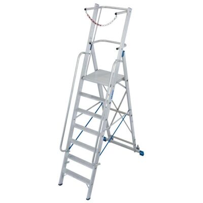 STABILO STUFEN-STEHLEITER MIT GROSSER PLATTFORM U. SICHERHEITSBÜGEL 7 STUFEN