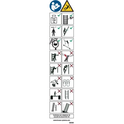 ETIKETT ALLGEMEINE LEITERNINFO OHNE KLASSIFIZIERUNG FÜR LEITERN UND TRITTE 33x160 MM, 5 STÜCK