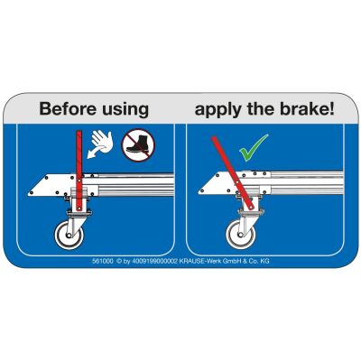 WARNZEICHEN ZENTRALBREMSE BETÄTIGEN 108x54 MM, 5 STÜCK