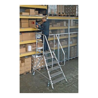 STABILO PODESTLEITER FAHRBAR, EINSEITIG BEGEHBAR, PROFILROST MIT R13-STUFEN, 6 STUFEN