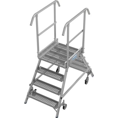 STABILO PODESTLEITER FAHRBAR, BEIDSEITIG BEGEHBAR, PROFILROST MIT R13-STUFEN, 2x4 STUFEN