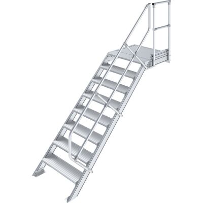 TREPPE MIT PLATTFORM (LEICHTMETALL), 8 STUFEN 0,6 M, 45°