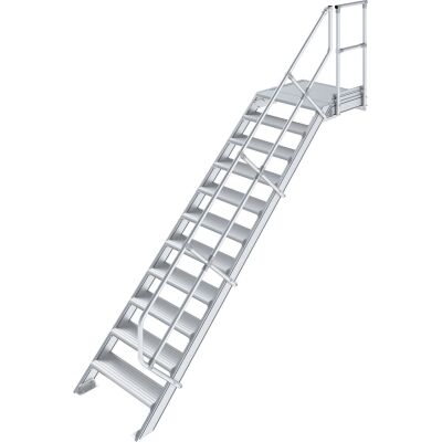 TREPPE MIT PLATTFORM (LEICHTMETALL), 11 STUFEN 0,6 M, 45°