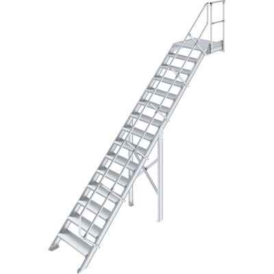 TREPPE MIT PLATTFORM (LEICHTMETALL), 15 STUFEN 0,6 M, 45°