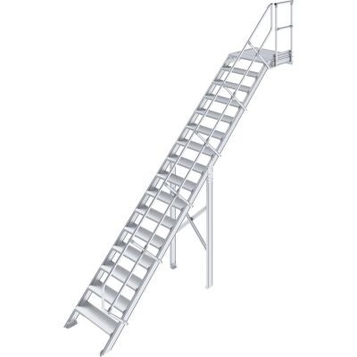 TREPPE MIT PLATTFORM (LEICHTMETALL), 16 STUFEN 0,6 M, 45°