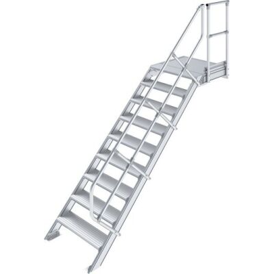 TREPPE MIT PLATTFORM (LEICHTMETALL), 9 STUFEN 0,8 M, 45°