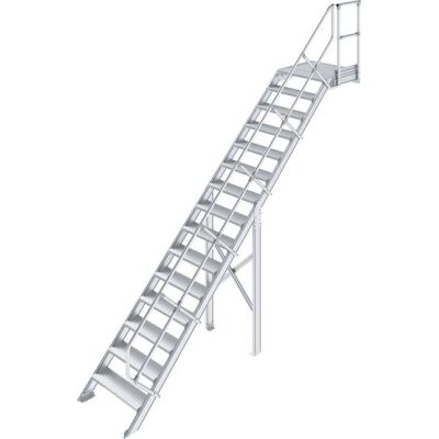 TREPPE MIT PLATTFORM (LEICHTMETALL), 15 STUFEN 0,8 M, 45°
