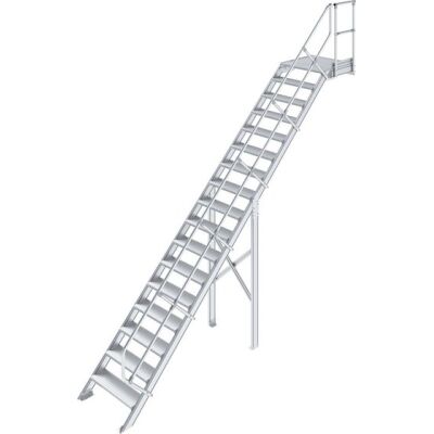 TREPPE MIT PLATTFORM (LEICHTMETALL), 17 STUFEN 0,8 M, 45°