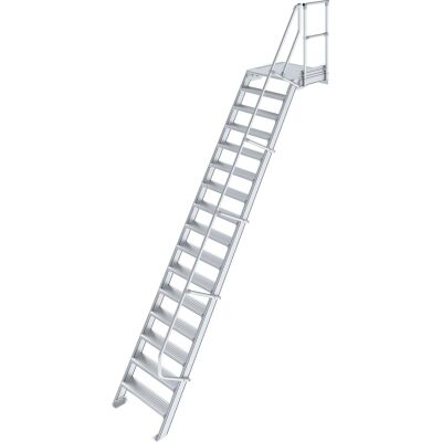 TREPPE MIT PLATTFORM (LEICHTMETALL), 16 STUFEN 0,6 M, 60°