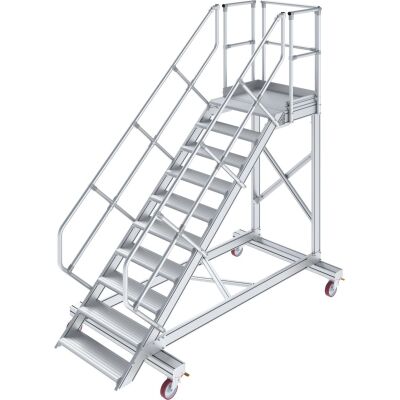 TREPPE MIT PLATTFORM, FAHBAHR (LEICHTMETALL), 10 STUFEN 0,6 M, 45°