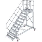 TREPPE MIT PLATTFORM, FAHBAHR (LEICHTMETALL), 10 STUFEN...