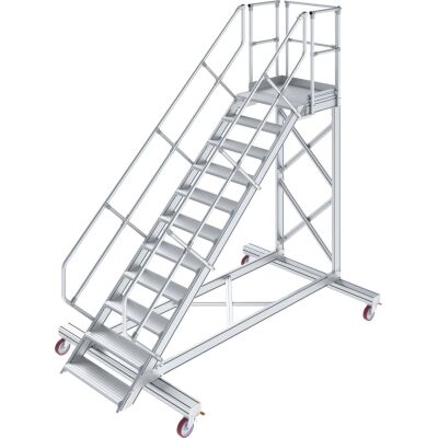 TREPPE MIT PLATTFORM, FAHBAHR (LEICHTMETALL), 11 STUFEN 0,6 M, 45°