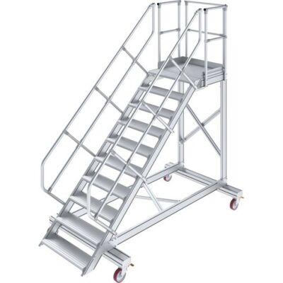 TREPPE MIT PLATTFORM, FAHBAHR (LEICHTMETALL), 10 STUFEN 0,8 M, 45°