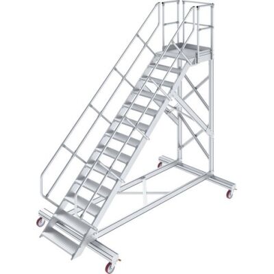 TREPPE MIT PLATTFORM, FAHBAHR (LEICHTMETALL), 13 STUFEN 0,8 M, 45°
