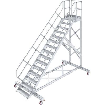 TREPPE MIT PLATTFORM, FAHBAHR (LEICHTMETALL), 15 STUFEN 0,8 M, 45°