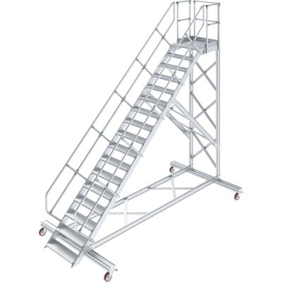 TREPPE MIT PLATTFORM, FAHBAHR (LEICHTMETALL), 17 STUFEN 0,8 M, 45°