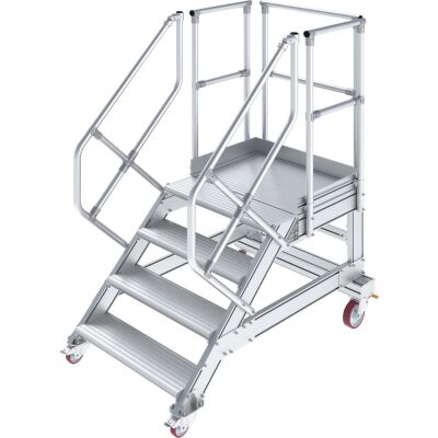 TREPPE MIT PLATTFORM, FAHBAHR (LEICHTMETALL), 4 STUFEN 1,0 M, 45°