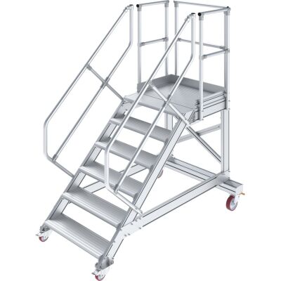 TREPPE MIT PLATTFORM, FAHBAHR (LEICHTMETALL), 6 STUFEN 1,0 M, 45°