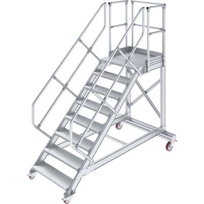 TREPPE MIT PLATTFORM, FAHBAHR (LEICHTMETALL), 8 STUFEN 1,0 M, 45°