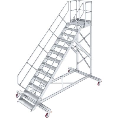 TREPPE MIT PLATTFORM, FAHBAHR (LEICHTMETALL), 13 STUFEN 1,0 M, 45°