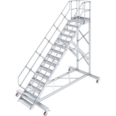 TREPPE MIT PLATTFORM, FAHBAHR (LEICHTMETALL), 15 STUFEN 1,0 M, 45°