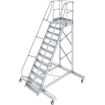 TREPPE MIT PLATTFORM, FAHBAHR (LEICHTMETALL), 12 STUFEN 0,6 M, 60°