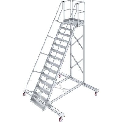 TREPPE MIT PLATTFORM, FAHBAHR (LEICHTMETALL), 14 STUFEN 0,6 M, 60°