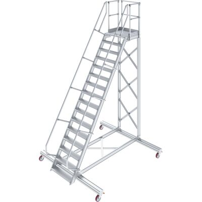 TREPPE MIT PLATTFORM, FAHBAHR (LEICHTMETALL), 16 STUFEN 0,6 M, 60°