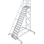 TREPPE MIT PLATTFORM, FAHBAHR (LEICHTMETALL), 16 STUFEN...