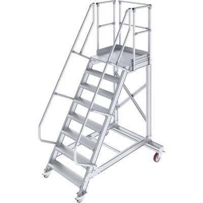TREPPE MIT PLATTFORM, FAHBAHR (LEICHTMETALL), 8 STUFEN 1,0 M, 60°