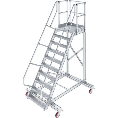 TREPPE MIT PLATTFORM, FAHBAHR (LEICHTMETALL), 10 STUFEN 1,0 M, 60°