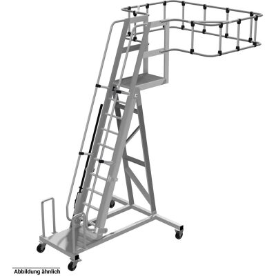 STABILO TANKWAGENLEITER, KORB ECKIG, PLATTFORM ALU-GERIEFT, VOLLGUMMI-BEREIFUNG