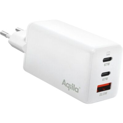 Aqiila Ladegerät Chargebird W3, 2x USB-C, 1x USB-A zu Steckdose, 65W, weiß
