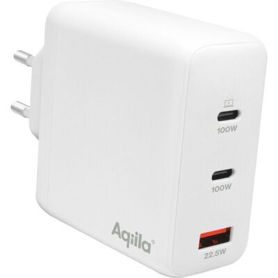 Aqiila Ladegerät Chargebird W4, 2x USB-C, 1x USB-A zu Steckdose, 120W, weiß