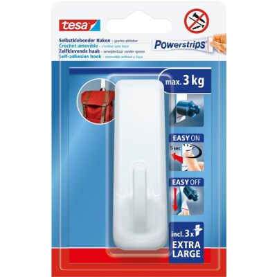 tesa Powerstrips® Haken XL Rechteckig, weiß