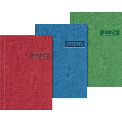 Taschenkalender 712, 7 x 10 cm, 1 Woche/2 Seiten, 128 Seiten, Jahresübersicht Vorjahr, aktuelles - und Folgejahr, mit Eckperforation, farblich sortiert (rot, blau, grün)