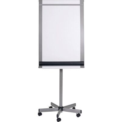 Flipchart, mobil, magnethaftend, umwandelbar zu einem Tisch, 2 Seitenarme, Sternfuß, höhenverstellbar, Papierrolle, (H x B x T) 780 x 1150 x 155 mm, grau