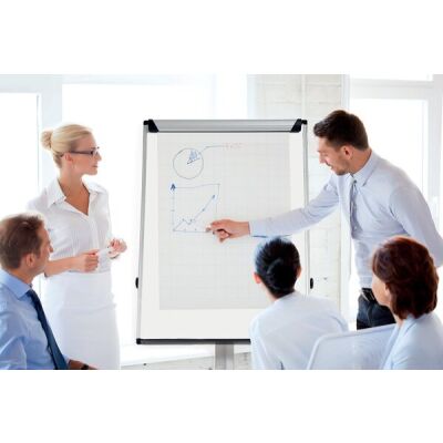 Flipchart Earth, mobil, magenthaftend, Sternfuß, höhenverstellbar, (H x B x T) 865 x 1195 x 105 mm, schwarz/silber