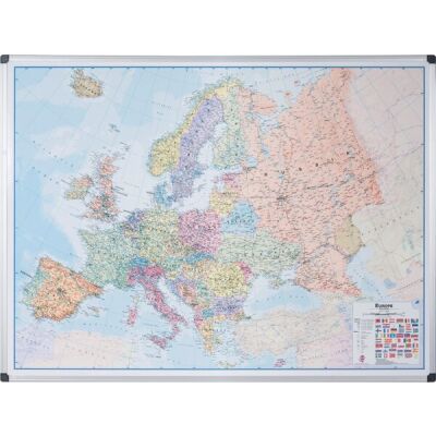 Tafel, Eurokarte, magnetisch, (H x B x T) 1200 x 900 x 24 mm, mehrfarbig