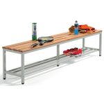 Sitzbank, Stahlgestell, Buchenholzleisten, (H x B x T)...